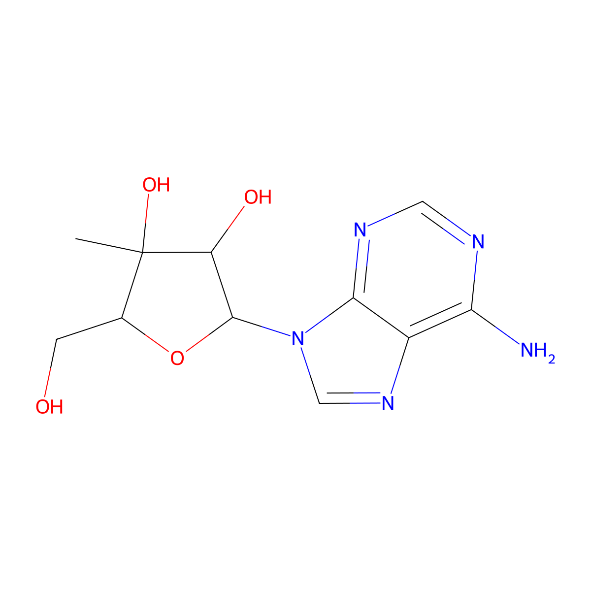 3'-C-Methyladenosine molecular structure, CAS 15397-13-4