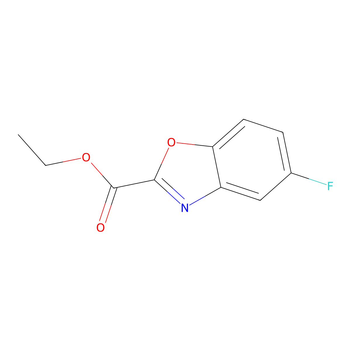 Ethyl 5-fluoro-1,3-benzoxazole-2-carboxylate molecular structure, CAS 1539705-00-4