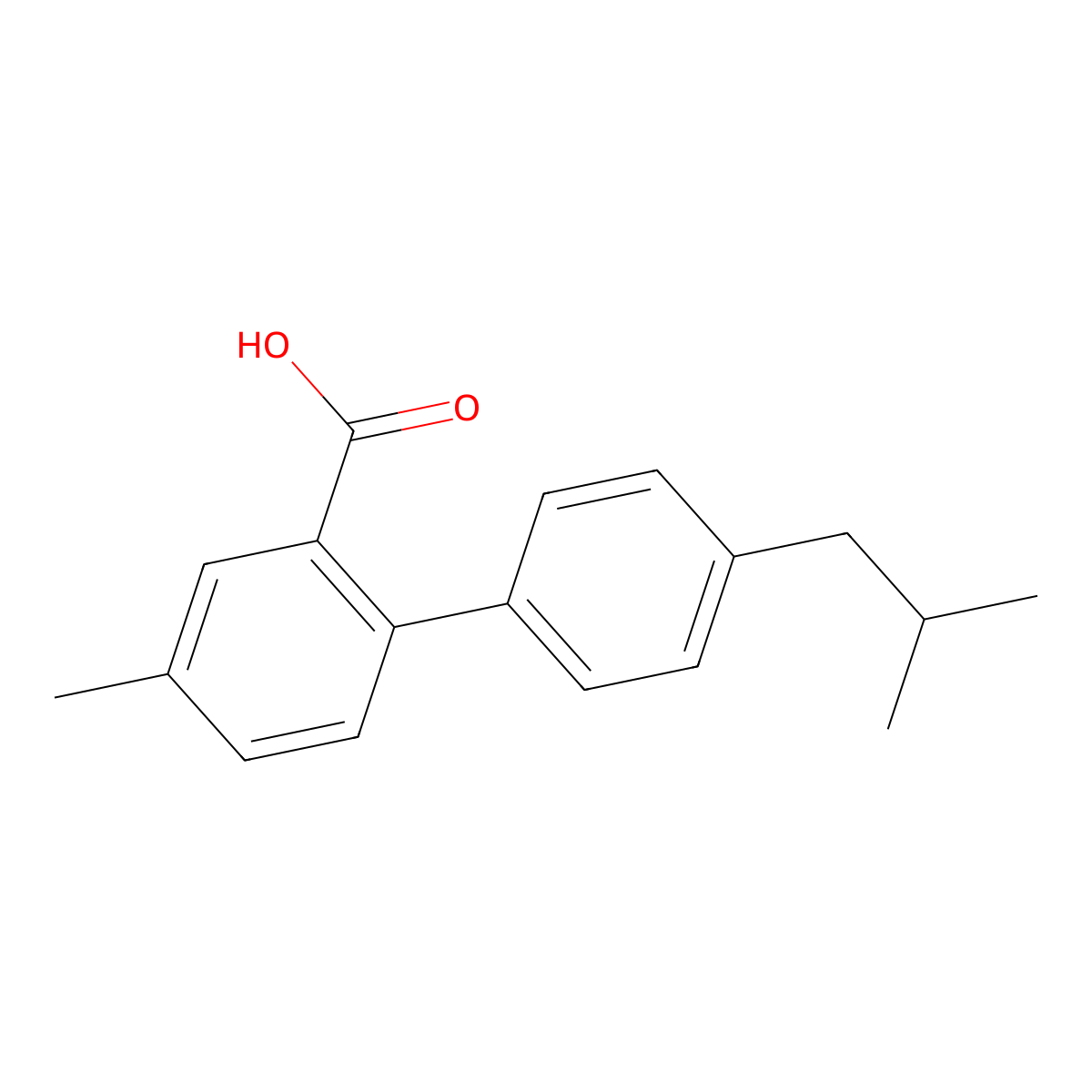 4'-Isobutyl-4-methyl-[1,1'-biphenyl]-2-carboxylic acid molecular structure, CAS 1539718-89-2