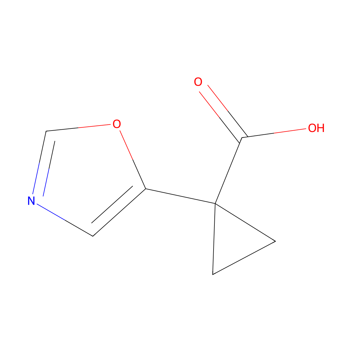 1-Oxazol-5-ylcyclopropanecarboxylic acid molecular structure, CAS 1539719-95-3
