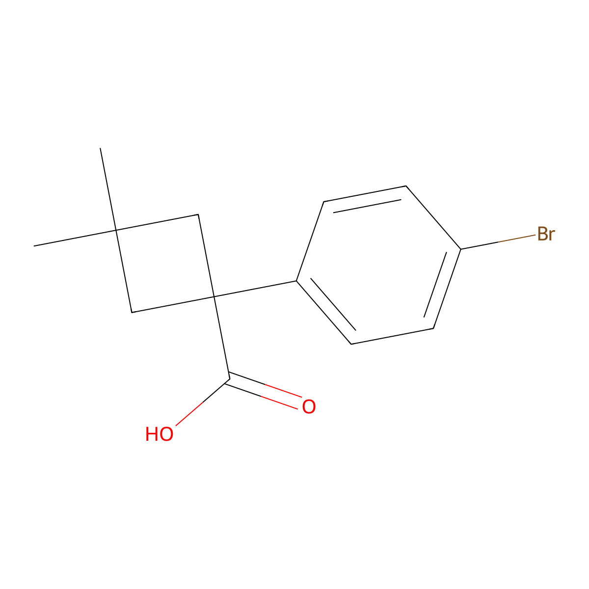 1-(4-Bromophenyl)-3,3-dimethylcyclobutane-1-carboxylic acid molecular structure, CAS 1539729-31-1
