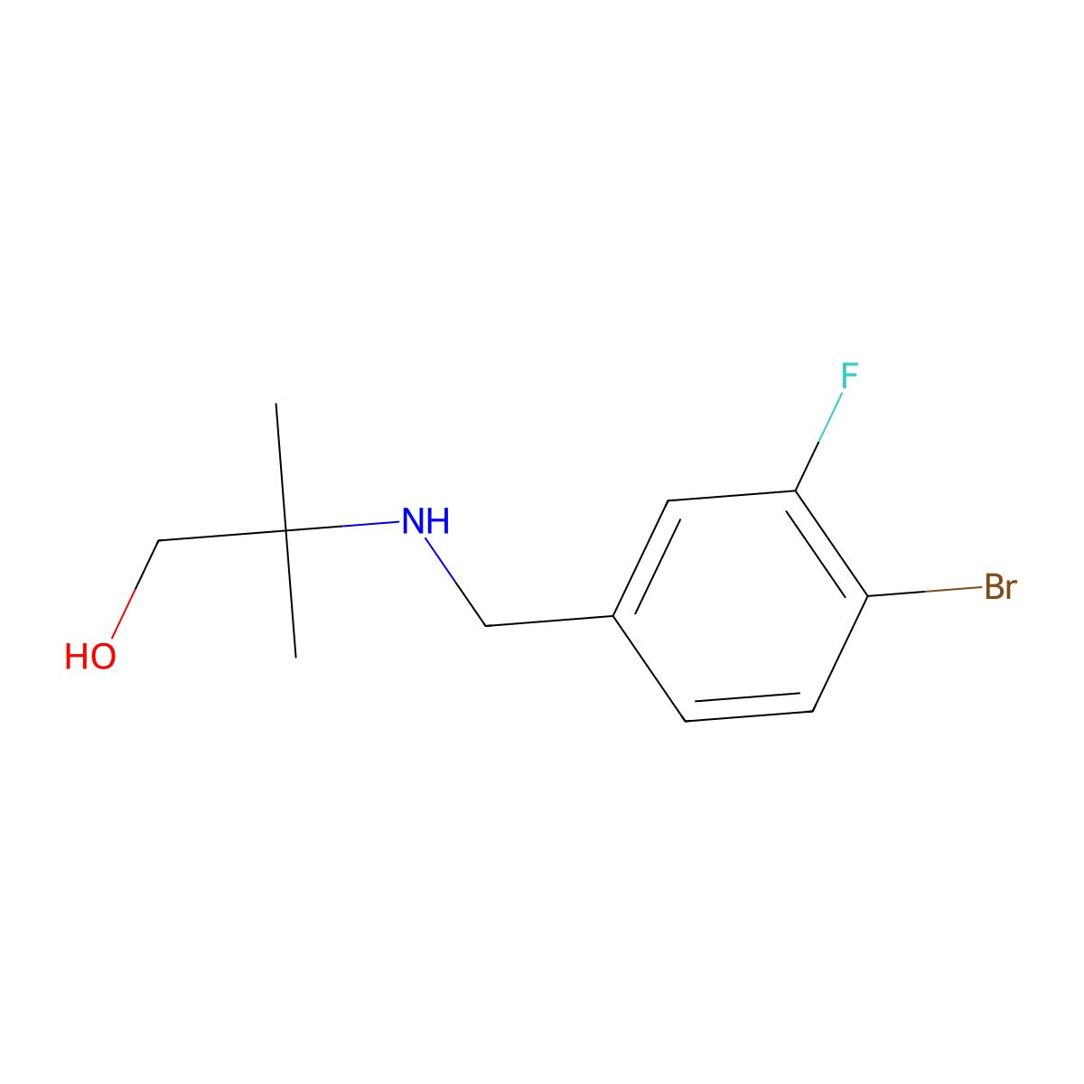2-{[(4-Bromo-3-fluorophenyl)methyl]amino}-2-methylpropan-1-ol molecular structure, CAS 1539733-69-1