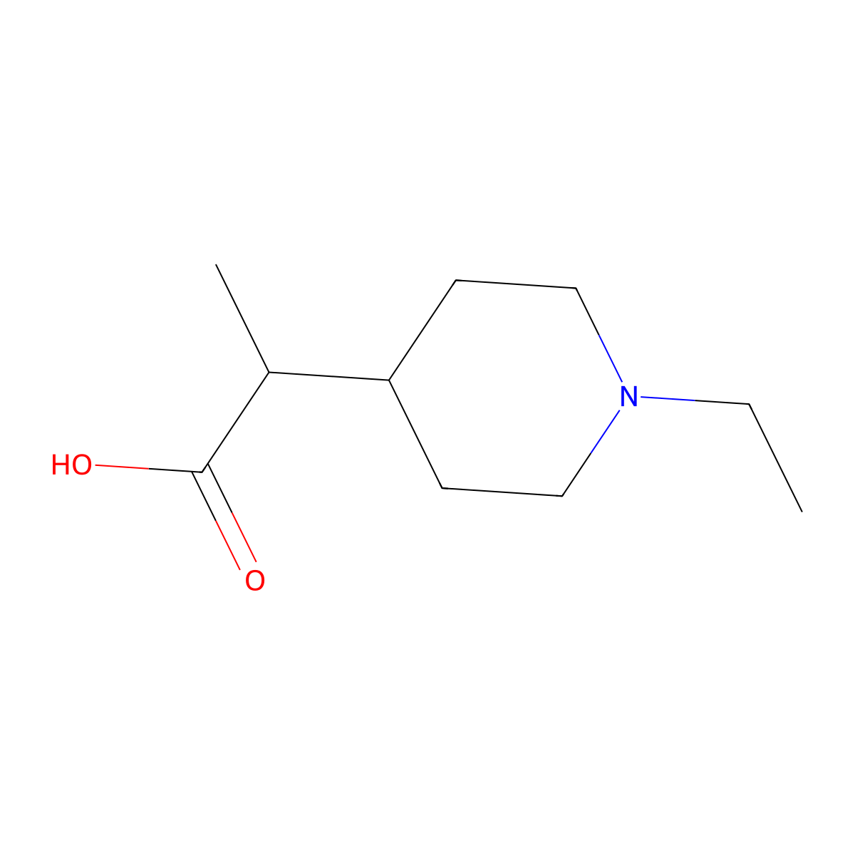 2-(1-Ethylpiperidin-4-yl)propanoic acid molecular structure, CAS 1539752-34-5