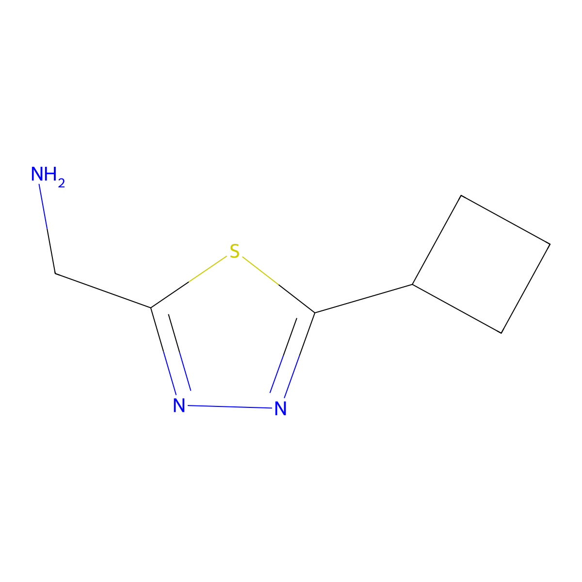 (5-Cyclobutyl-1,3,4-thiadiazol-2-yl)methanamine molecular structure, CAS 1539754-87-4