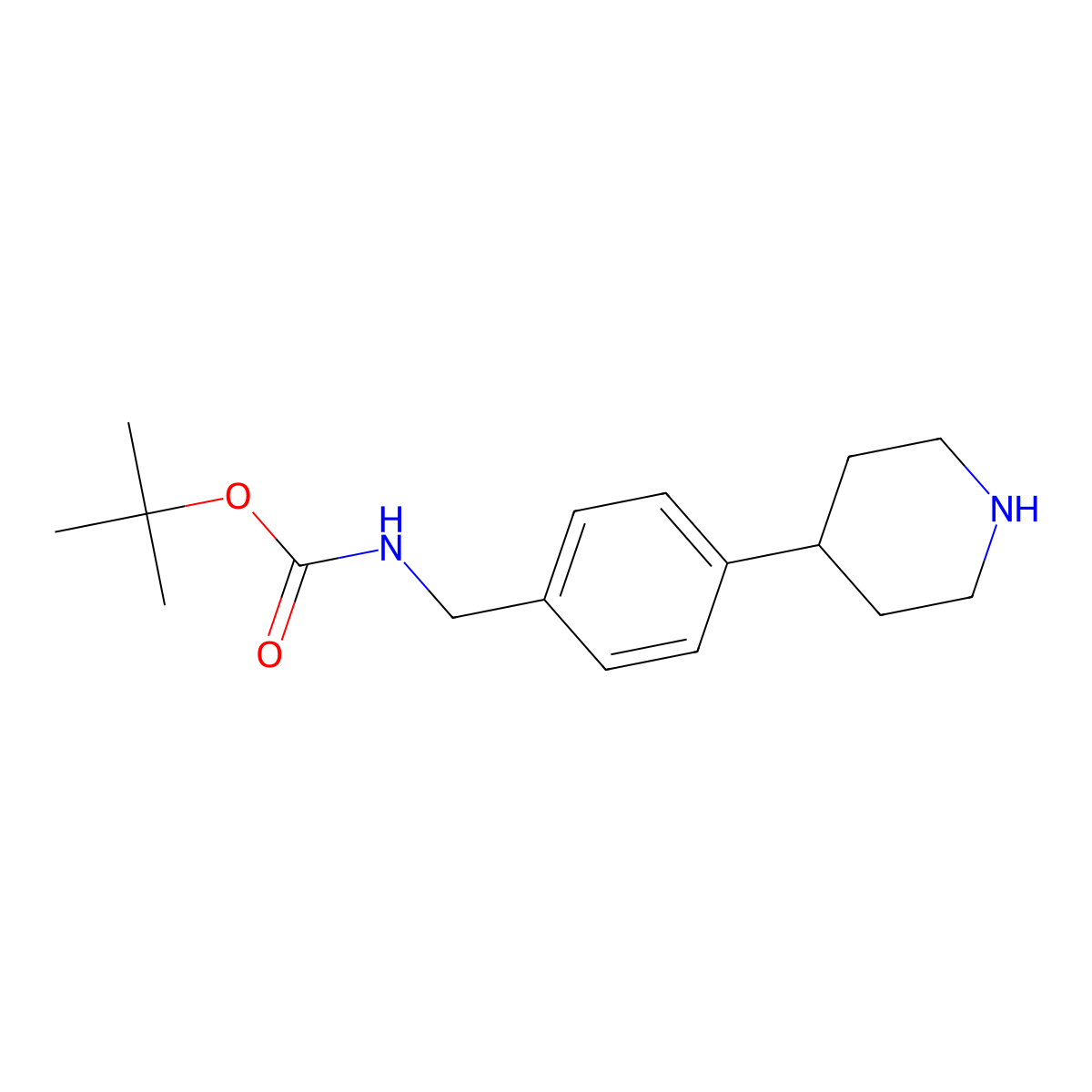 Tert-butyl N-[(4-piperidin-4-ylphenyl)methyl]carbamate molecular structure, CAS 1539768-83-6