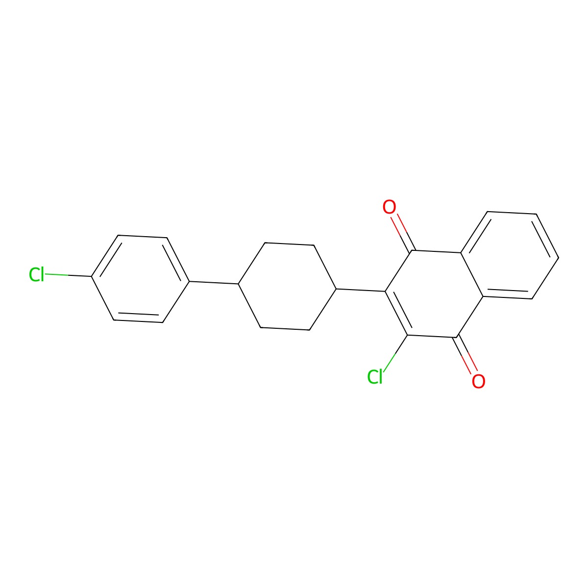 1,4-Naphthalenedione, 2-chloro-3-[cis-4-(4-chlorophenyl)cyclohexyl]- molecular structure, CAS 153977-22-1