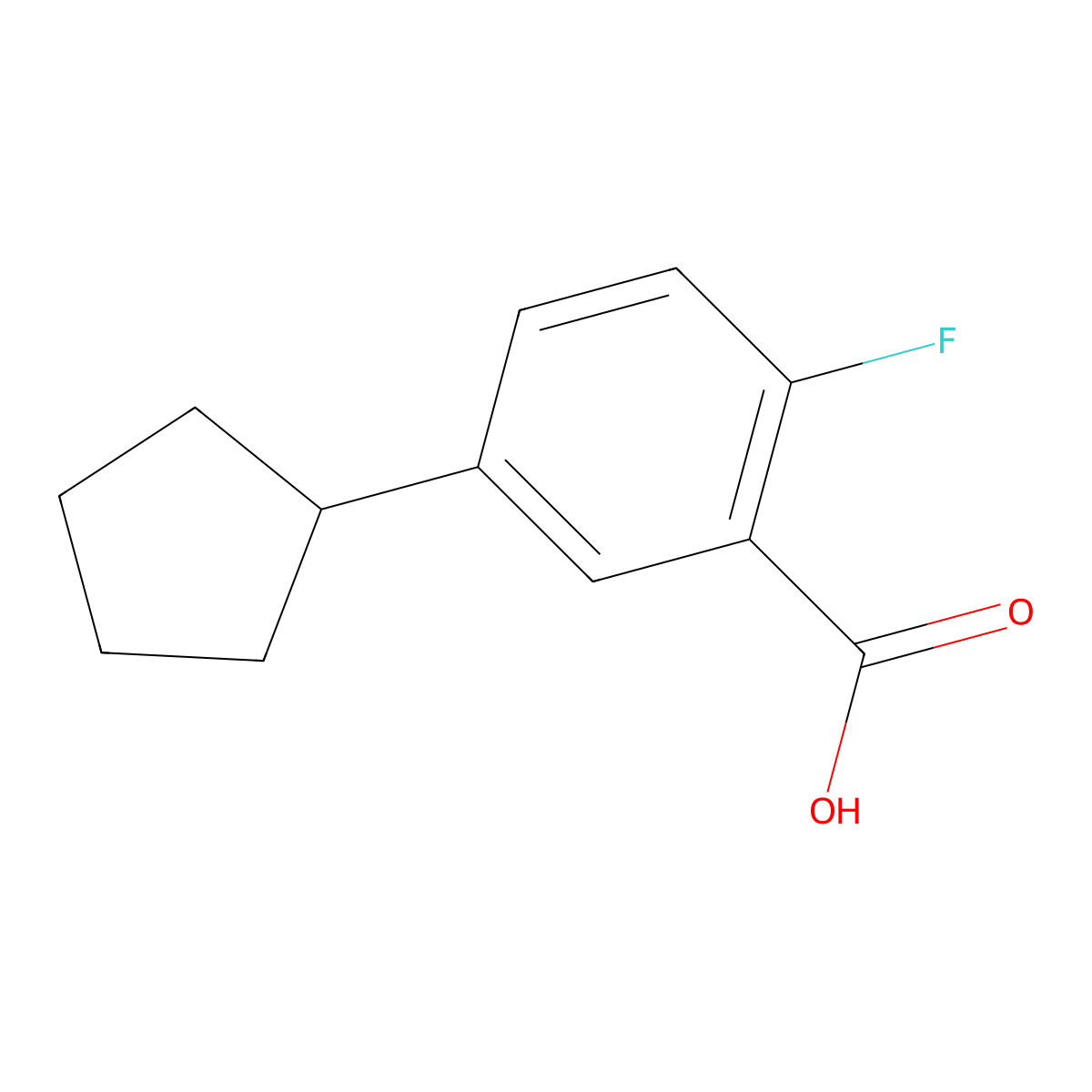 5-Cyclopentyl-2-fluorobenZoic acid molecular structure, CAS 1539774-98-5