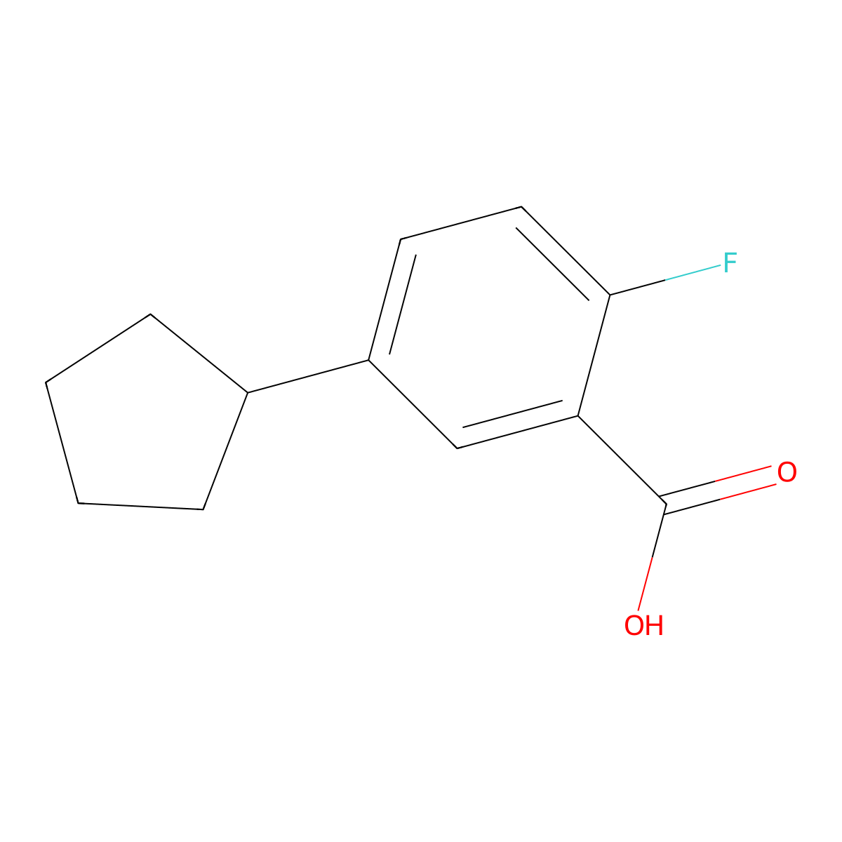 5-Cyclopentyl-2-fluorobenZoic acid molecular structure, CAS 1539774-98-5