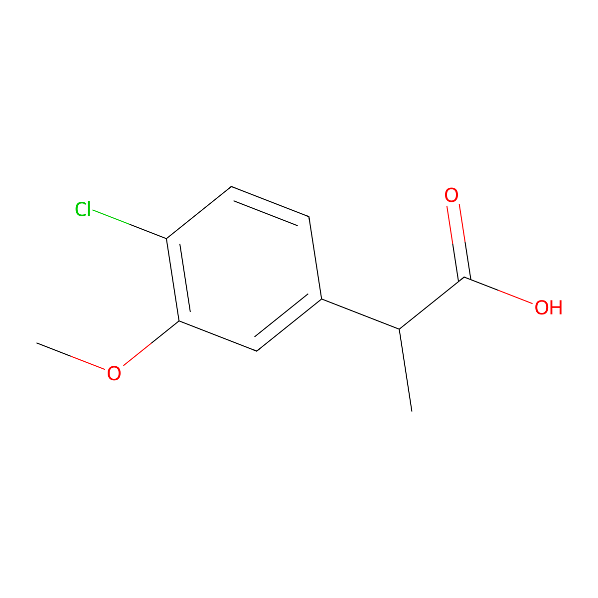 2-(4-Chloro-3-methoxyphenyl)propanoic acid molecular structure, CAS 1539775-41-1