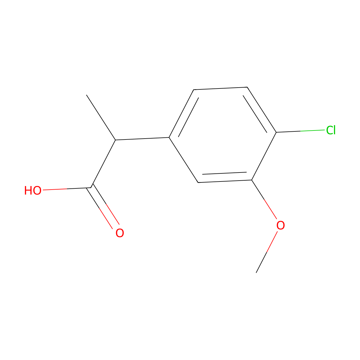 2-(4-Chloro-3-methoxyphenyl)propanoic acid molecular structure, CAS 1539775-41-1
