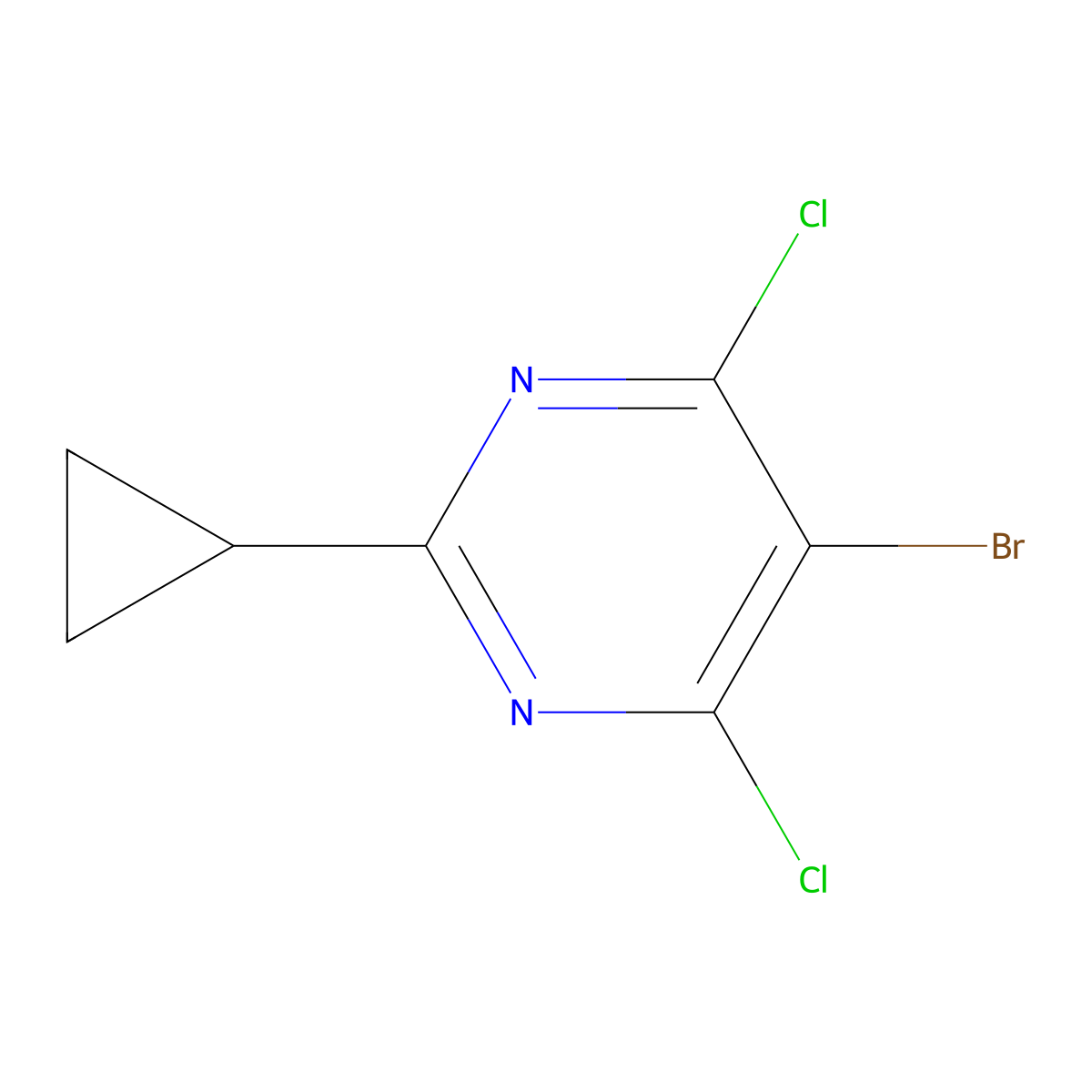 5-Bromo-4,6-dichloro-2-cyclopropylpyrimidine molecular structure, CAS 1539785-51-7