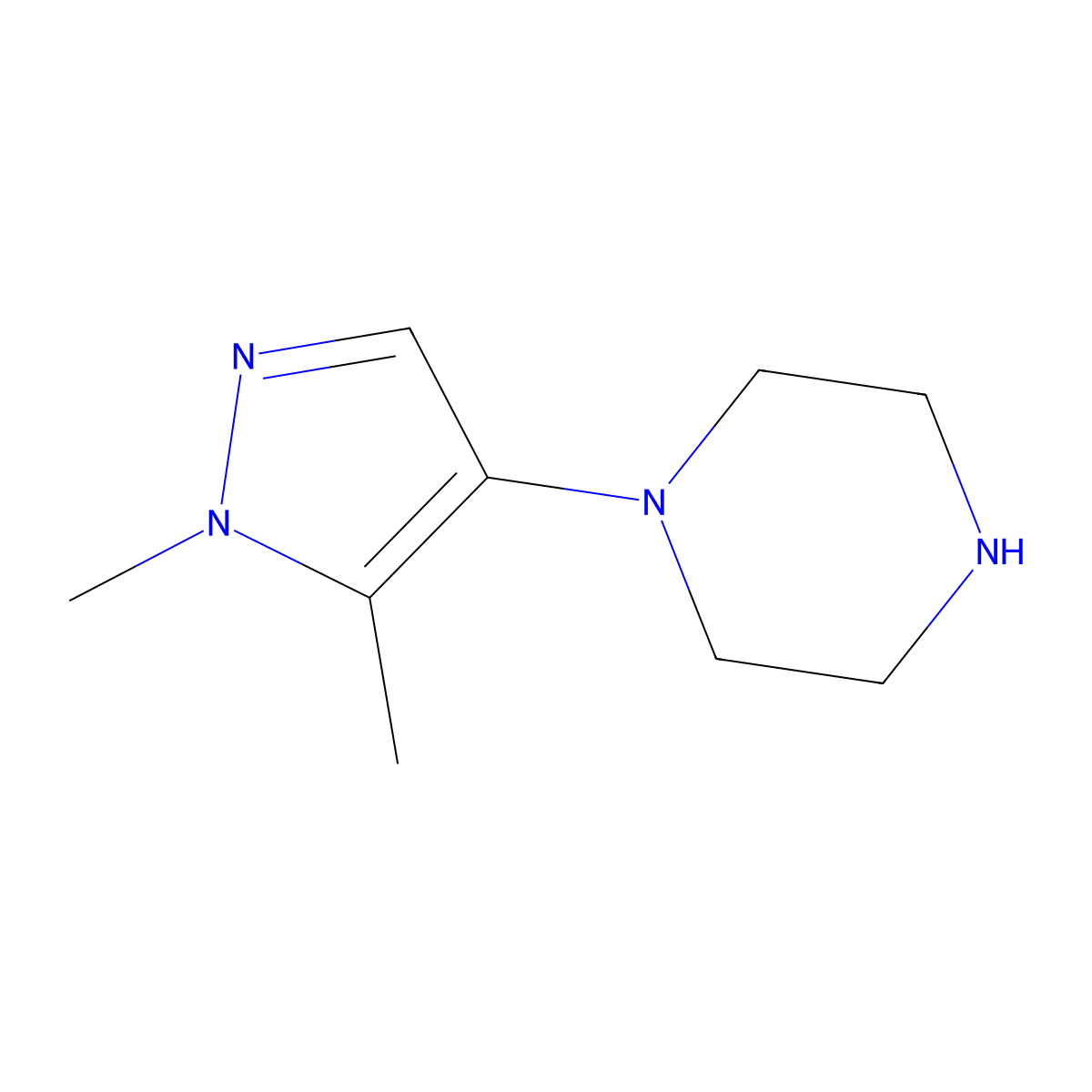 1-(1,5-dimethyl-1H-pyrazol-4-yl)piperazine molecular structure, CAS 1539794-03-0