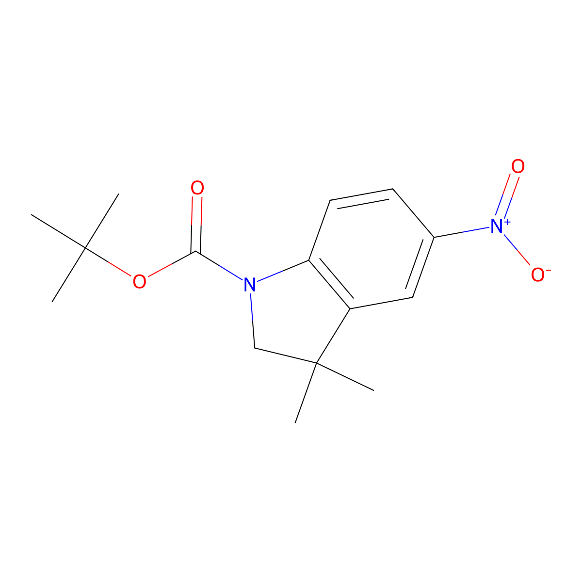 Tert-butyl 3,3-dimethyl-5-nitro-indoline-1-carboxylate molecular structure, CAS 1539817-05-4