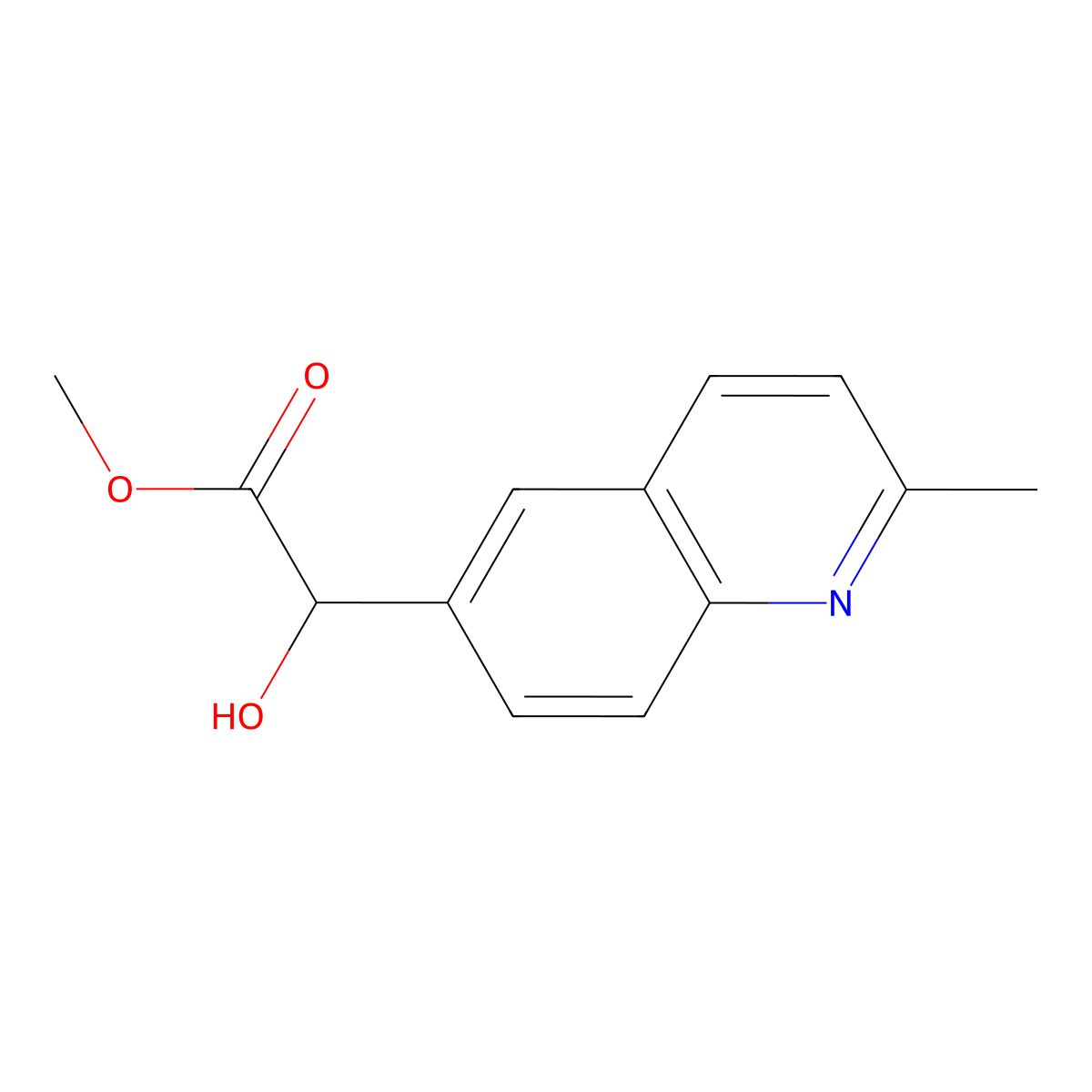 Methyl 2-hydroxy-2-(2-methylquinolin-6-yl)acetate molecular structure, CAS 1539859-48-7
