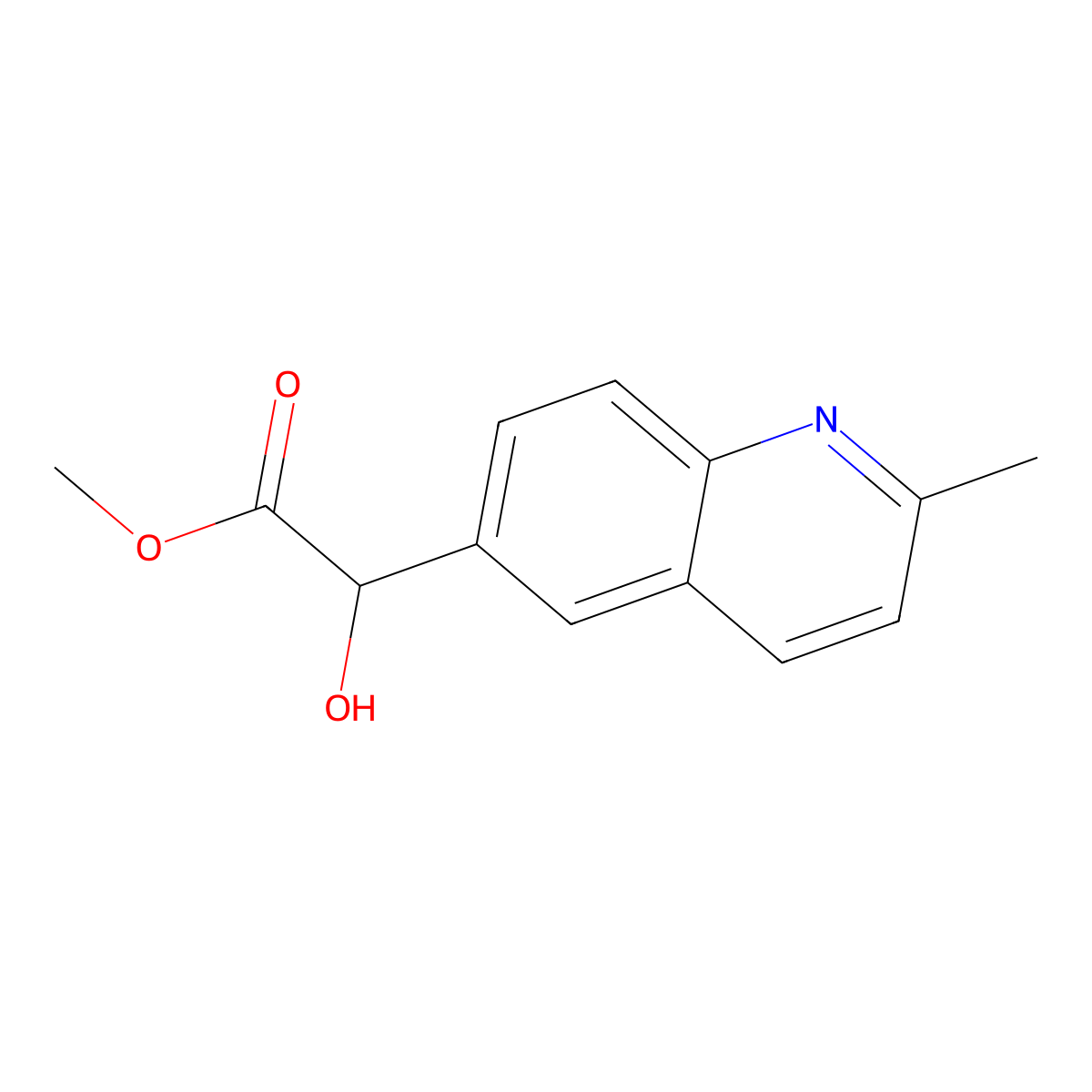 Methyl 2-hydroxy-2-(2-methylquinolin-6-yl)acetate molecular structure, CAS 1539859-48-7