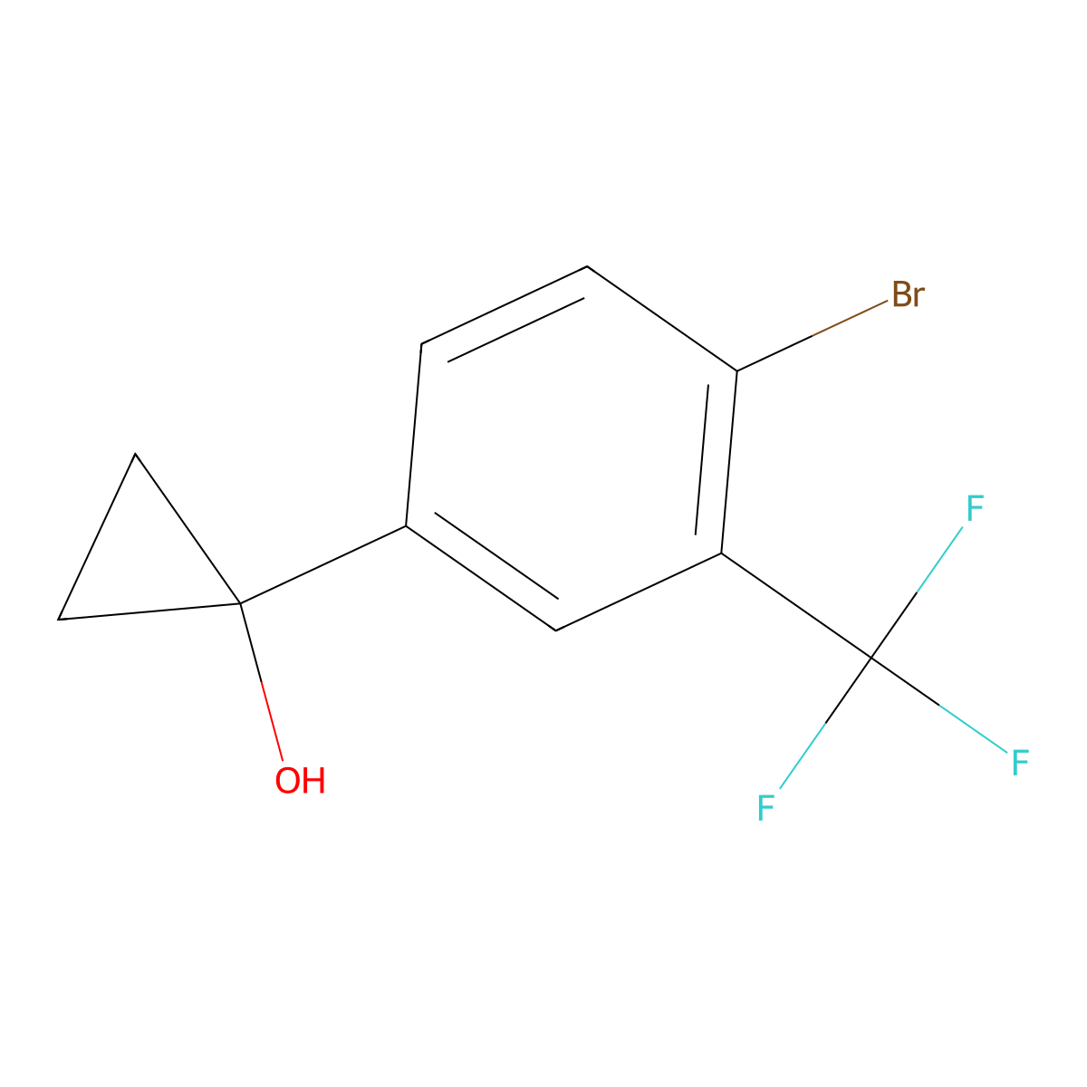 1-(4-Bromo-3-(trifluoromethyl)phenyl)cyclopropan-1-ol molecular structure, CAS 1539874-03-7