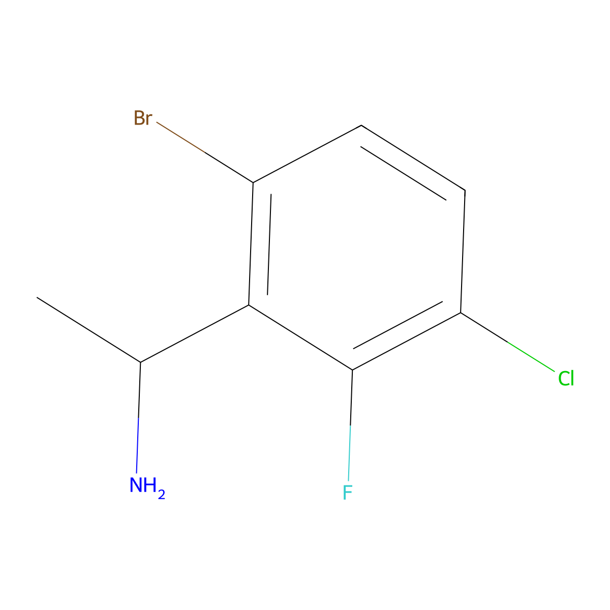 1-(6-Bromo-3-chloro-2-fluorophenyl)ethan-1-amine molecular structure, CAS 1539885-15-8