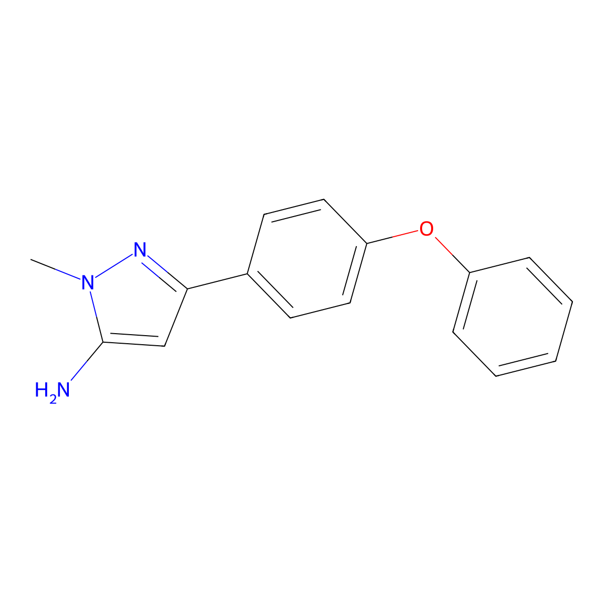 1-methyl-3-(4-phenoxyphenyl)-1H-pyrazol-5-amine molecular structure, CAS 1539907-23-7