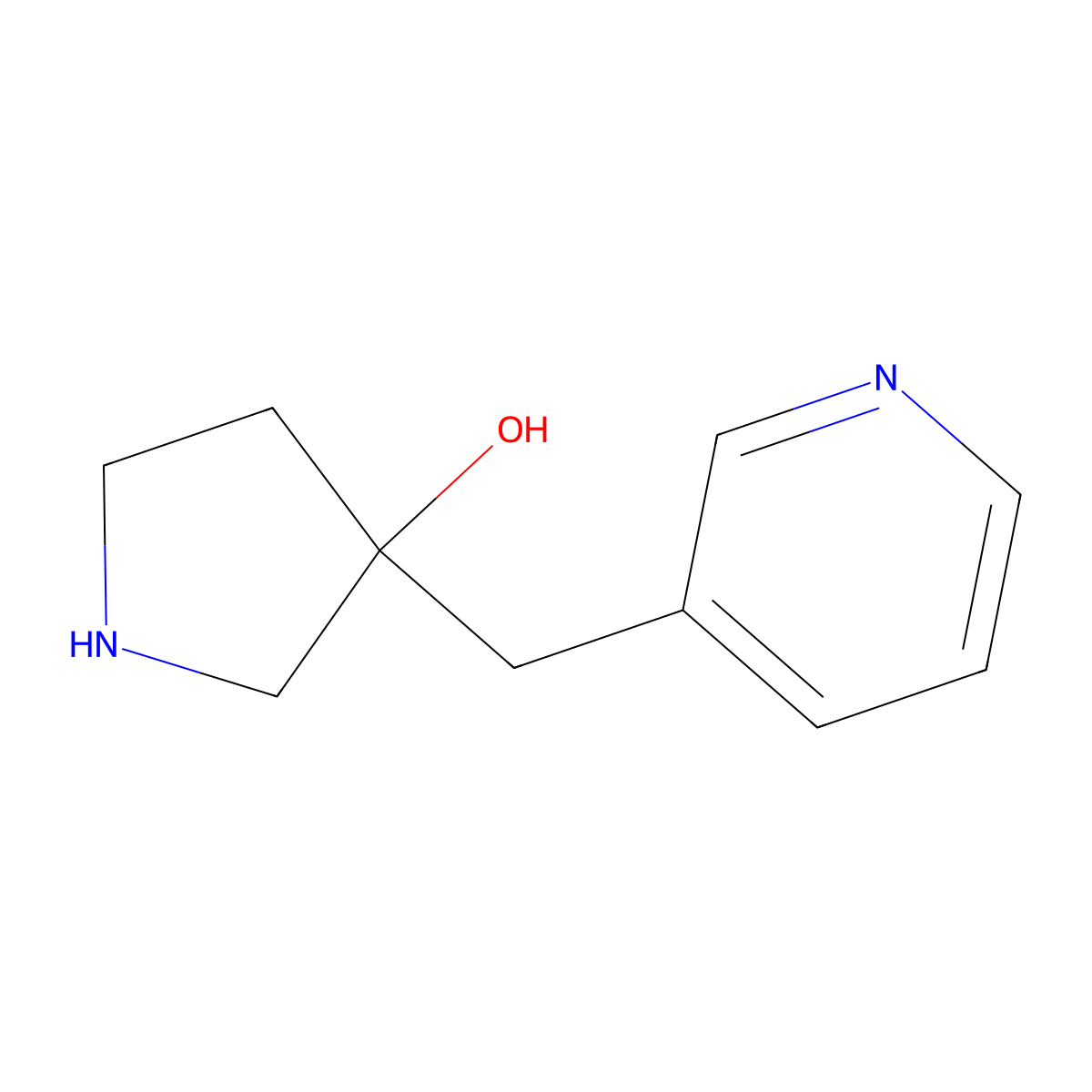 3-(Pyridin-3-ylmethyl)pyrrolidin-3-ol molecular structure, CAS 1539987-88-6