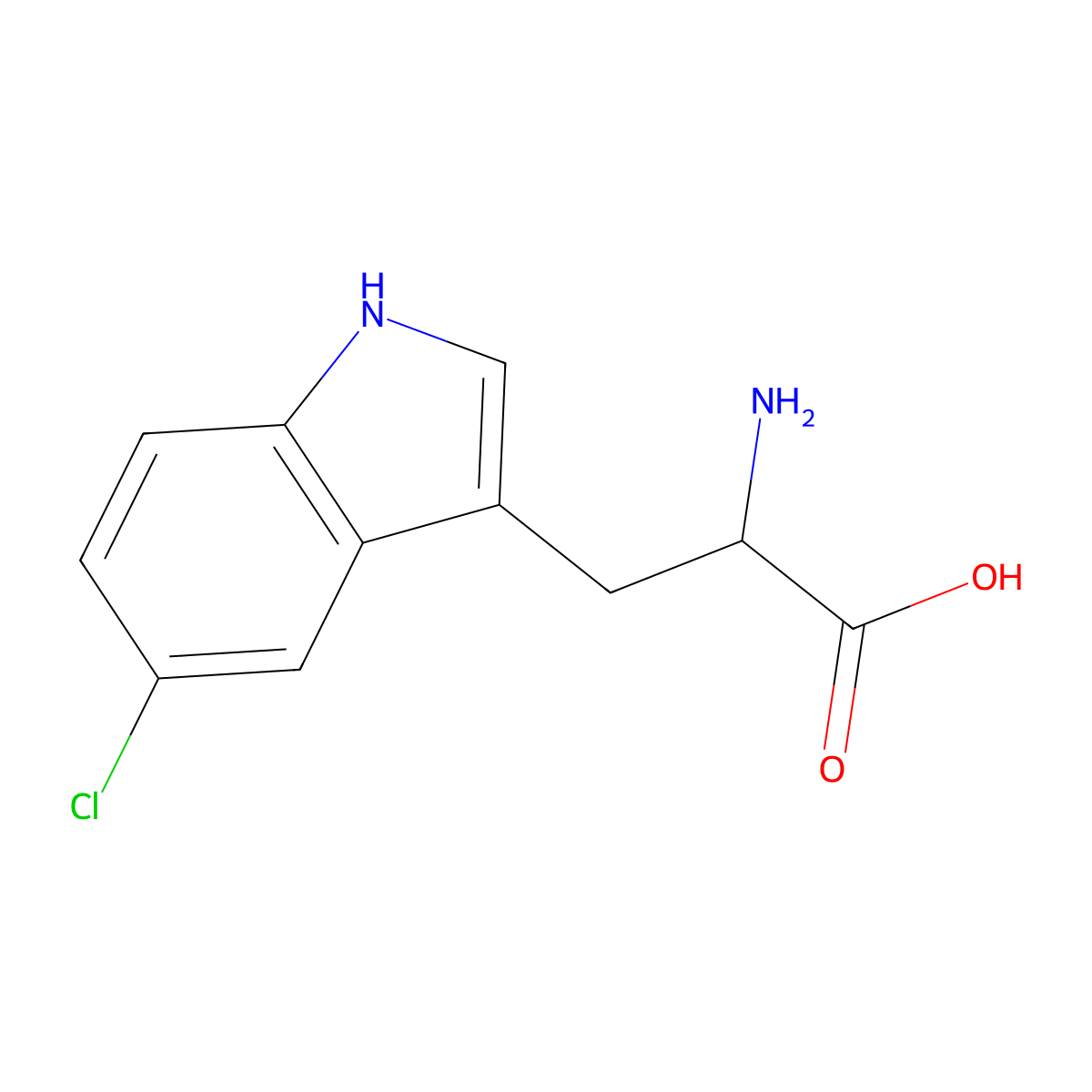 2-amino-3-(5-chloro-1H-indol-3-yl)propanoic acid molecular structure, CAS 154-07-4