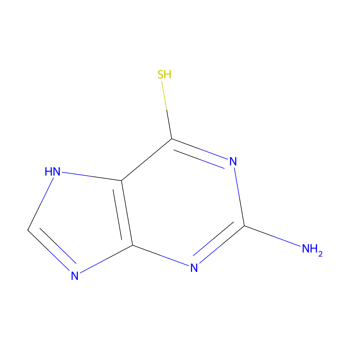 2-amino-7H-purine-6-thiol molecular structure, CAS 154-42-7