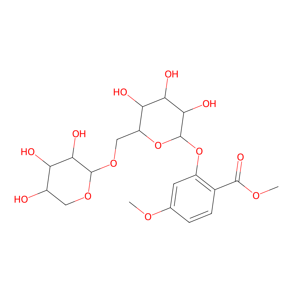 Primeverin molecular structure, CAS 154-60-9
