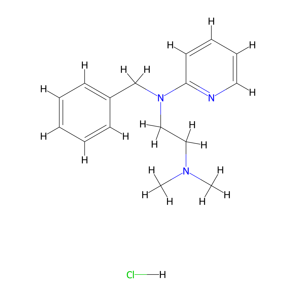 Tripelennamine Hydrochloride molecular structure, CAS 154-69-8