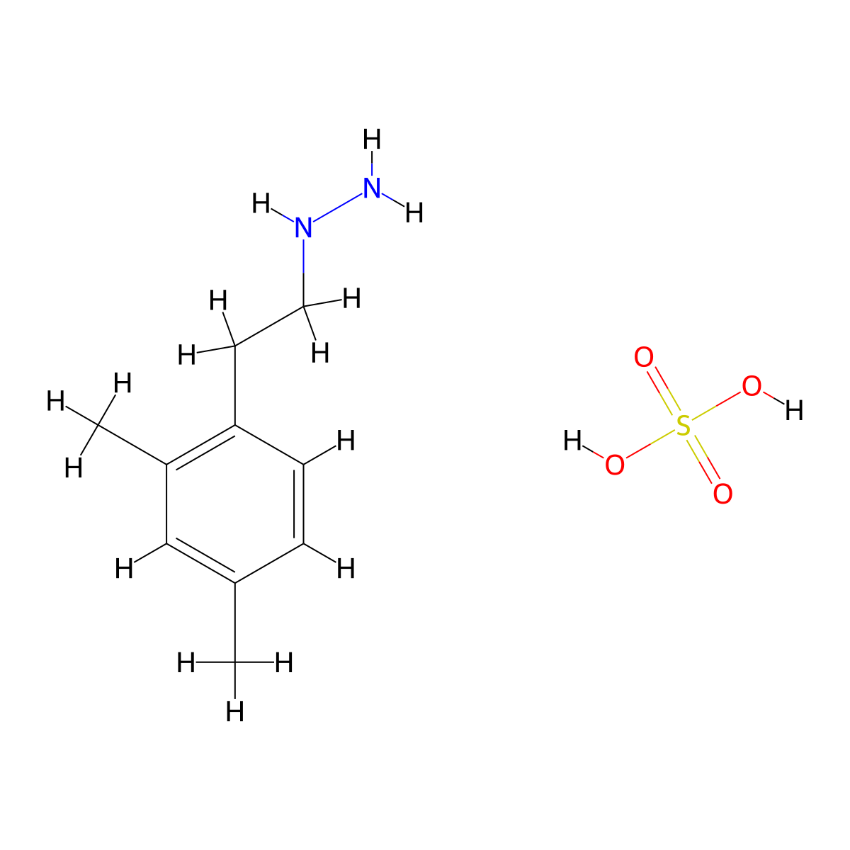 Hydrazine, 1-(2,4-dimethylphenethyl)-, sulfate (1:1) molecular structure, CAS 154-99-4