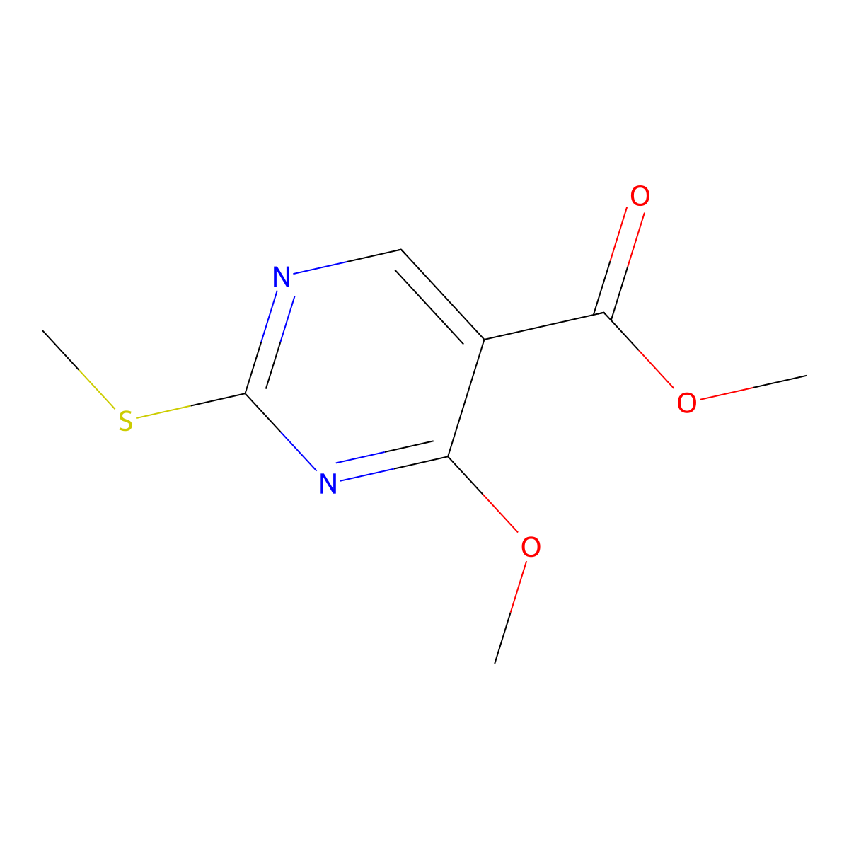 Methyl 4-methoxy-2-(methylthio)pyrimidine-5-carboxylate molecular structure, CAS 15400-57-4