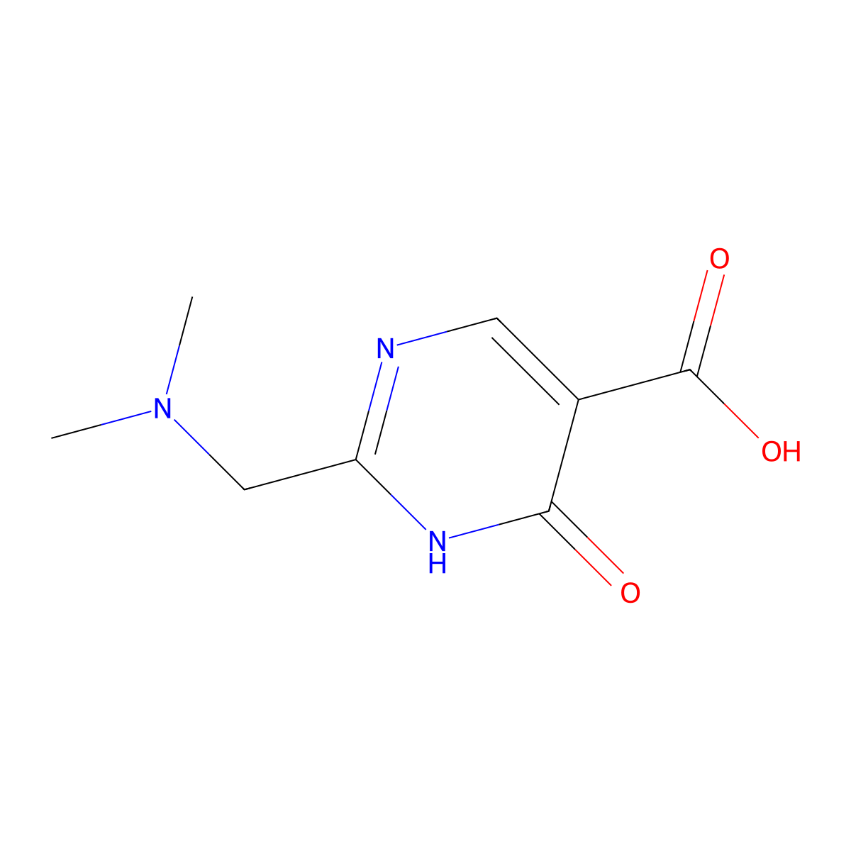 2-[(Dimethylamino)methyl]-6-oxo-1,6-dihydropyrimidine-5-carboxylic acid molecular structure, CAS 1540018-92-5