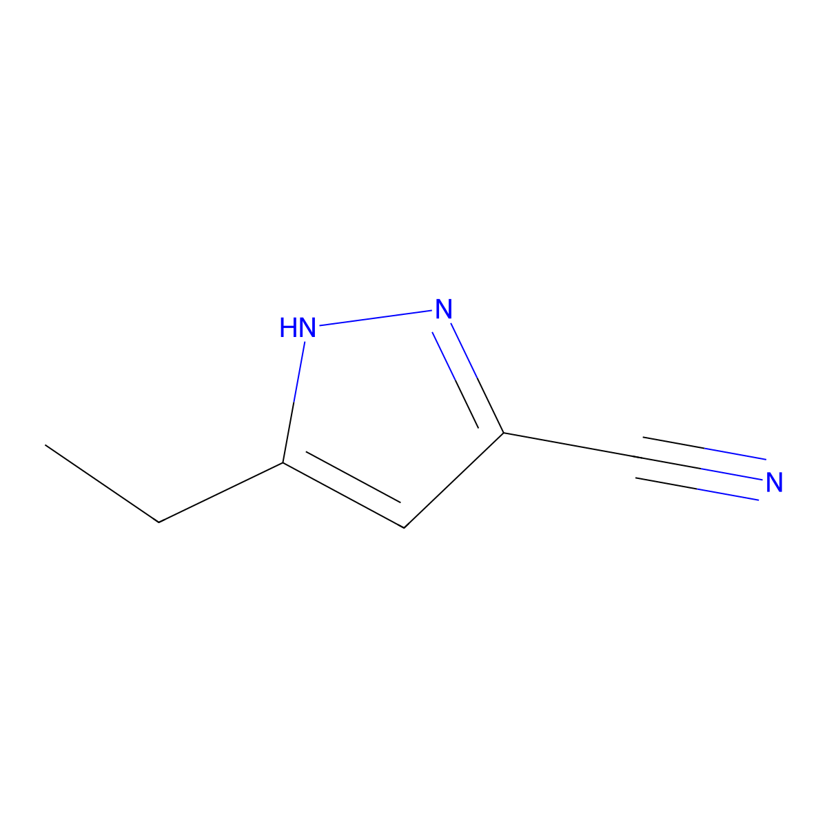 5-ethyl-1H-pyrazole-3-carbonitrile molecular structure, CAS 1540024-40-5