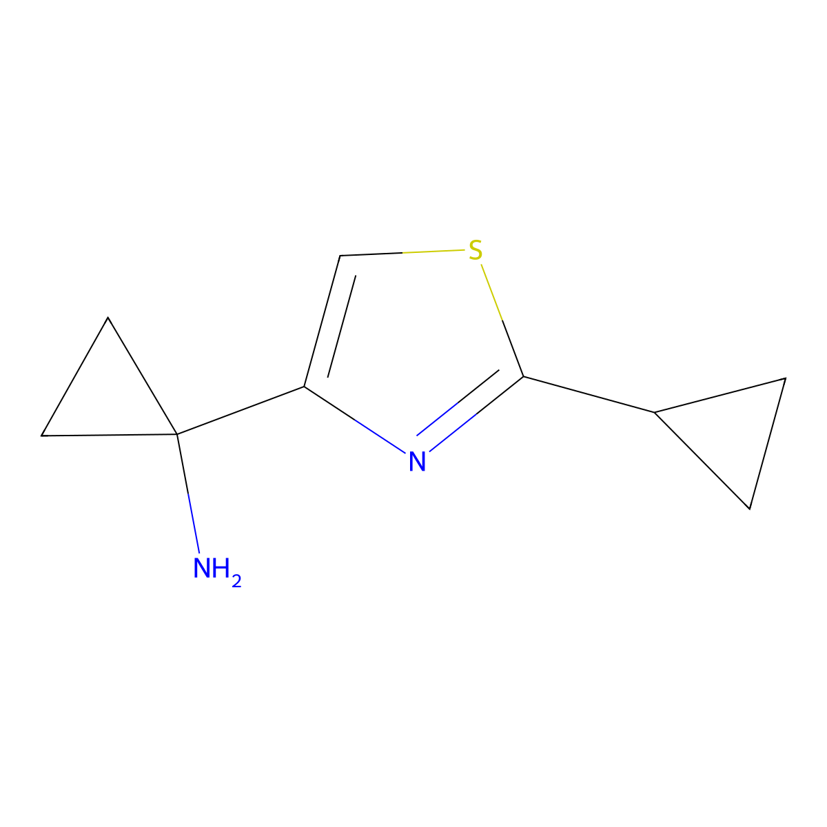1-(2-Cyclopropyl-1,3-thiazol-4-yl)cyclopropan-1-amine molecular structure, CAS 1540056-89-0