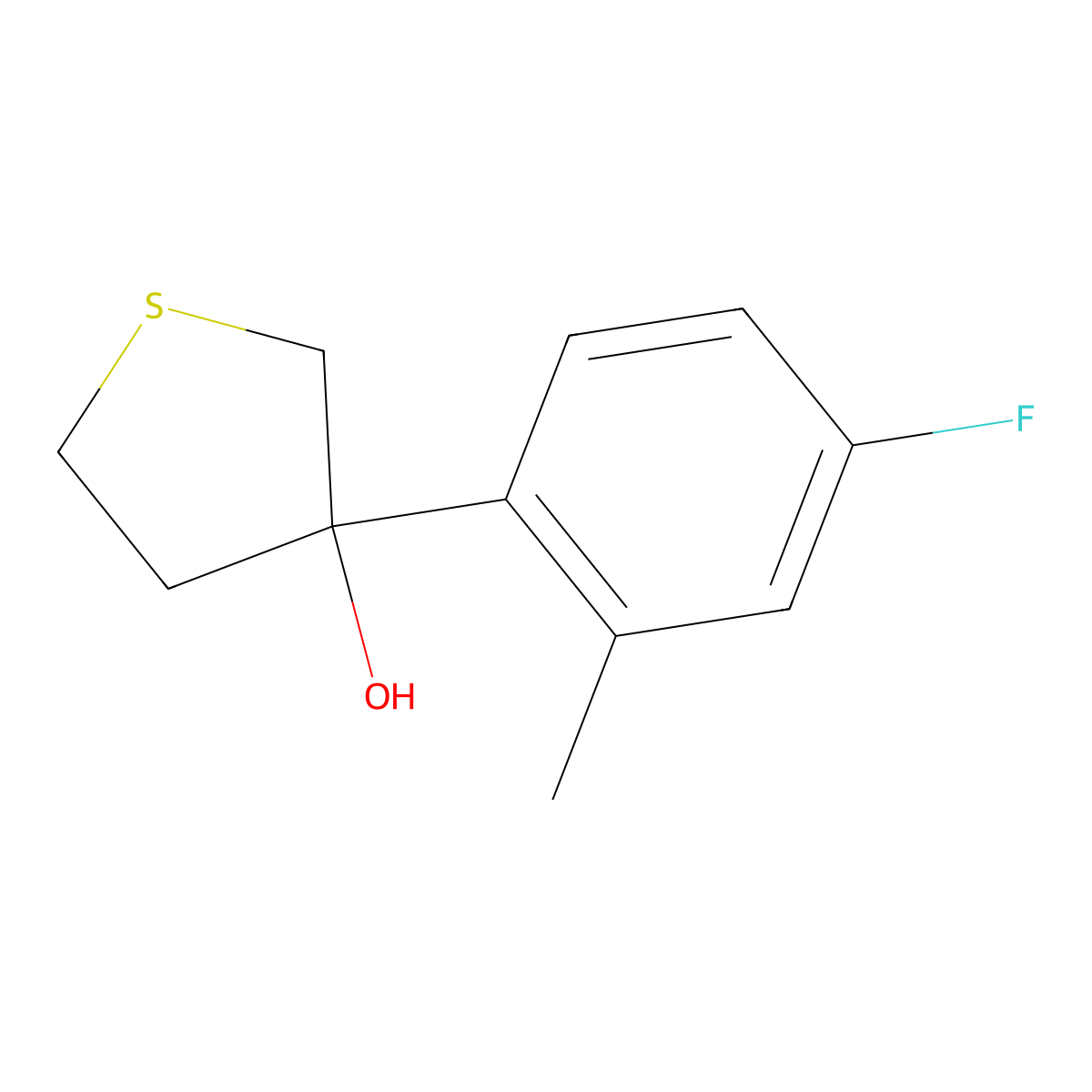 3-(4-Fluoro-2-methylphenyl)tetrahydrothiophene-3-ol molecular structure, CAS 1540068-78-7