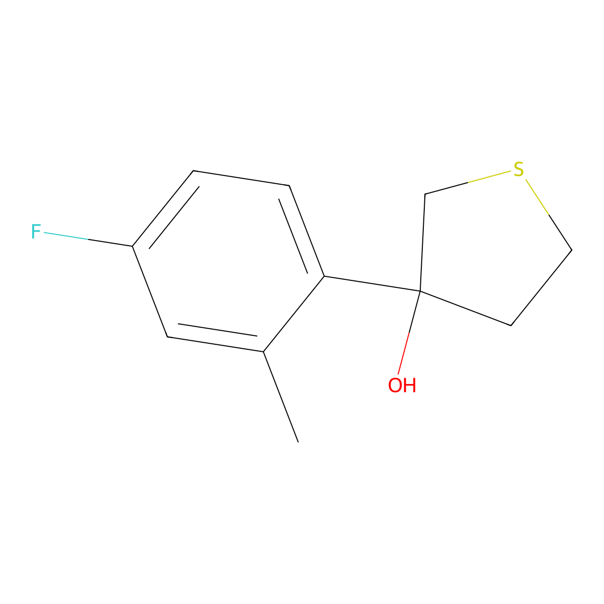 3-(4-Fluoro-2-methylphenyl)tetrahydrothiophene-3-ol molecular structure, CAS 1540068-78-7