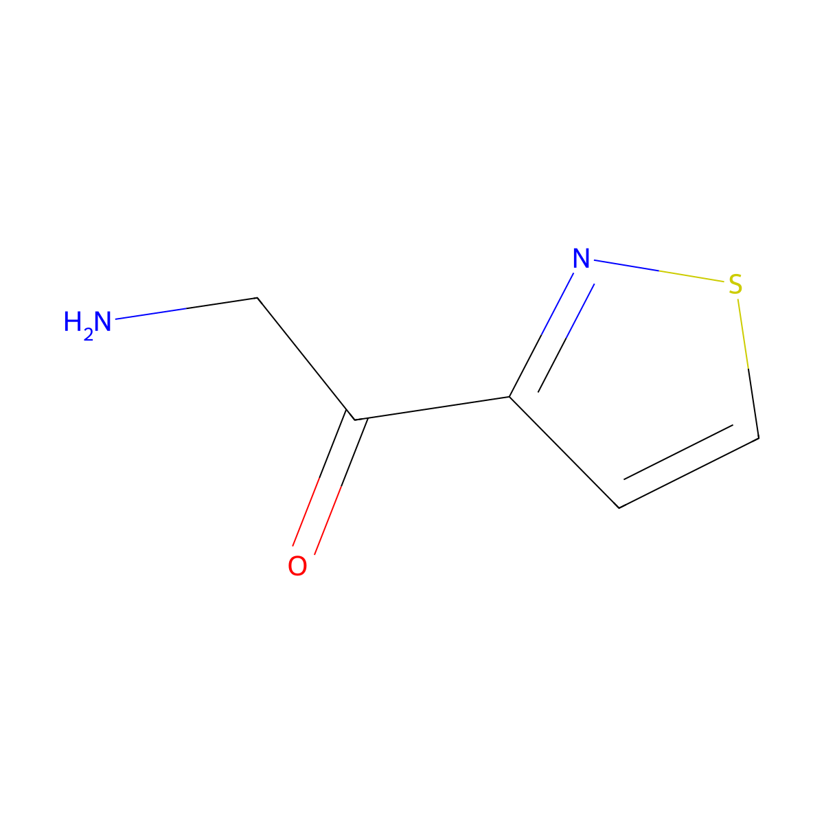 2-Amino-1-(1,2-thiazol-3-yl)ethan-1-one molecular structure, CAS 1540098-83-6