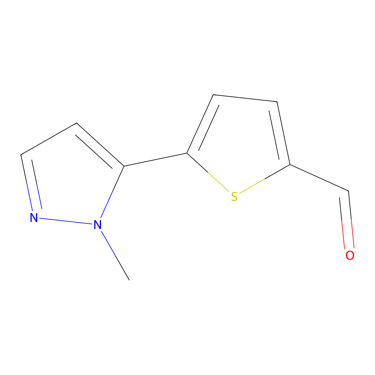 5-(1-methyl-1H-pyrazol-5-yl)thiophene-2-carbaldehyde molecular structure, CAS 1540130-67-3
