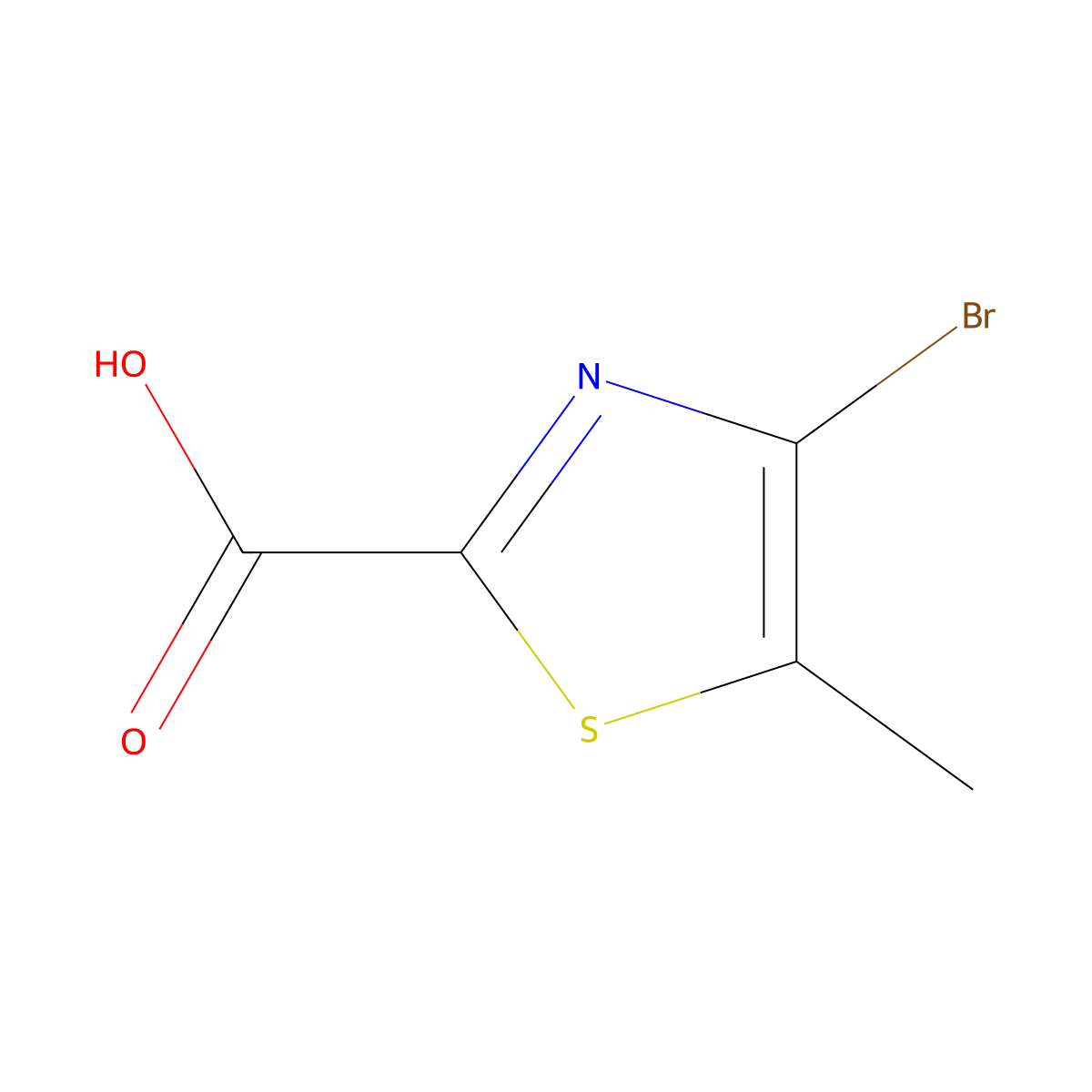4-Bromo-5-methyl-1,3-thiazole-2-carboxylic acid molecular structure, CAS 1540130-95-7