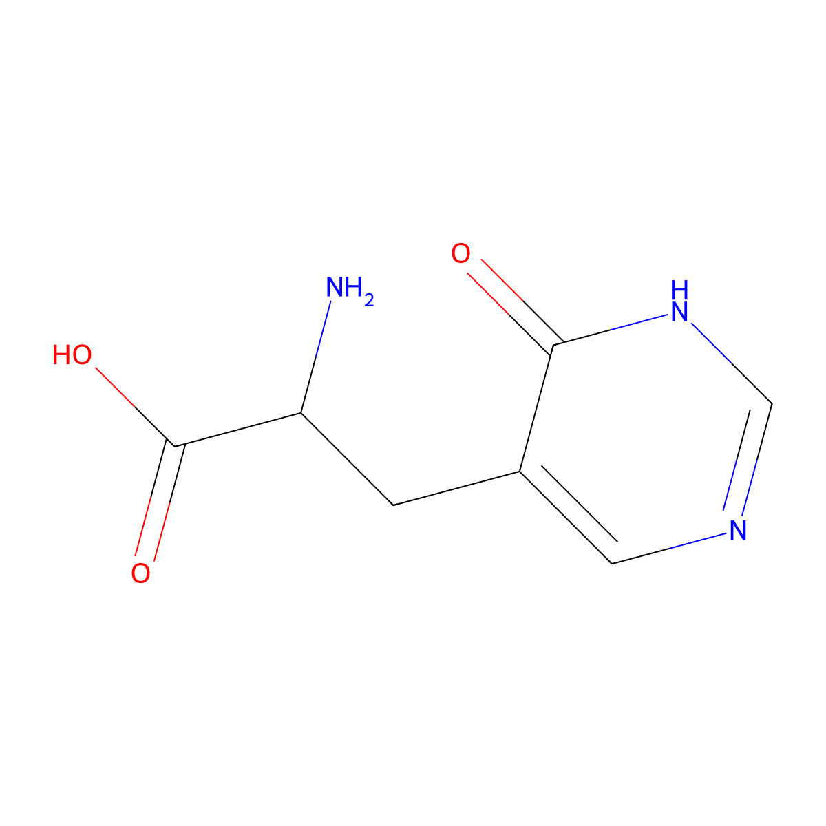 2-Amino-3-(6-oxo-1,6-dihydropyrimidin-5-yl)propanoic acid molecular structure, CAS 1540136-11-5