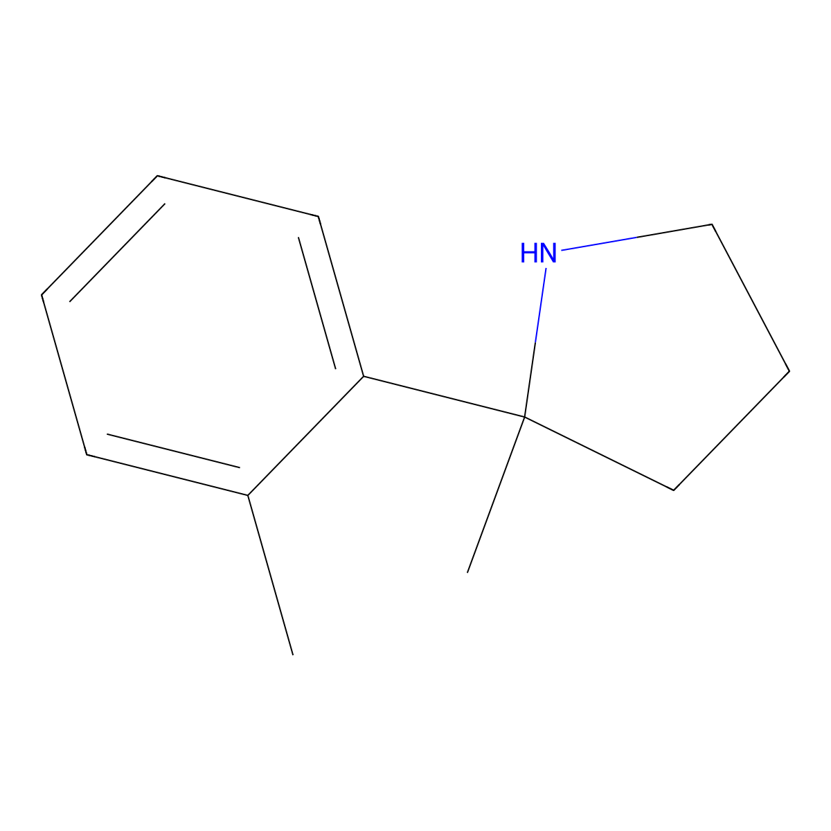 2-Methyl-2-(2-methylphenyl)pyrrolidine molecular structure, CAS 1540148-25-1