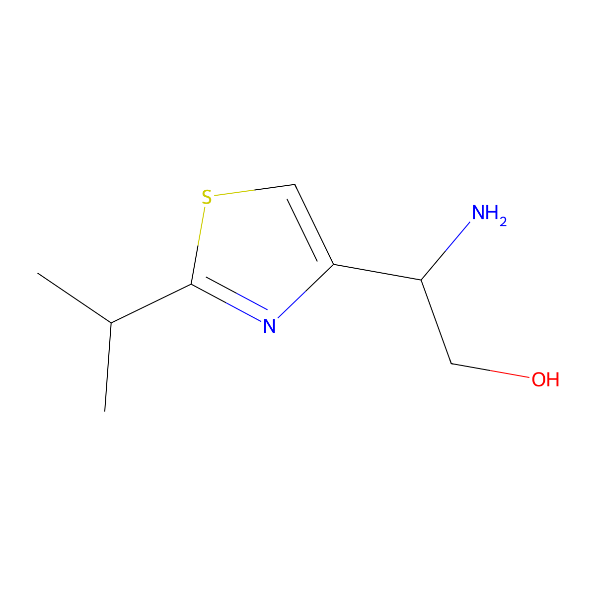2-Amino-2-[2-(propan-2-yl)-1,3-thiazol-4-yl]ethan-1-ol molecular structure, CAS 1540150-62-6