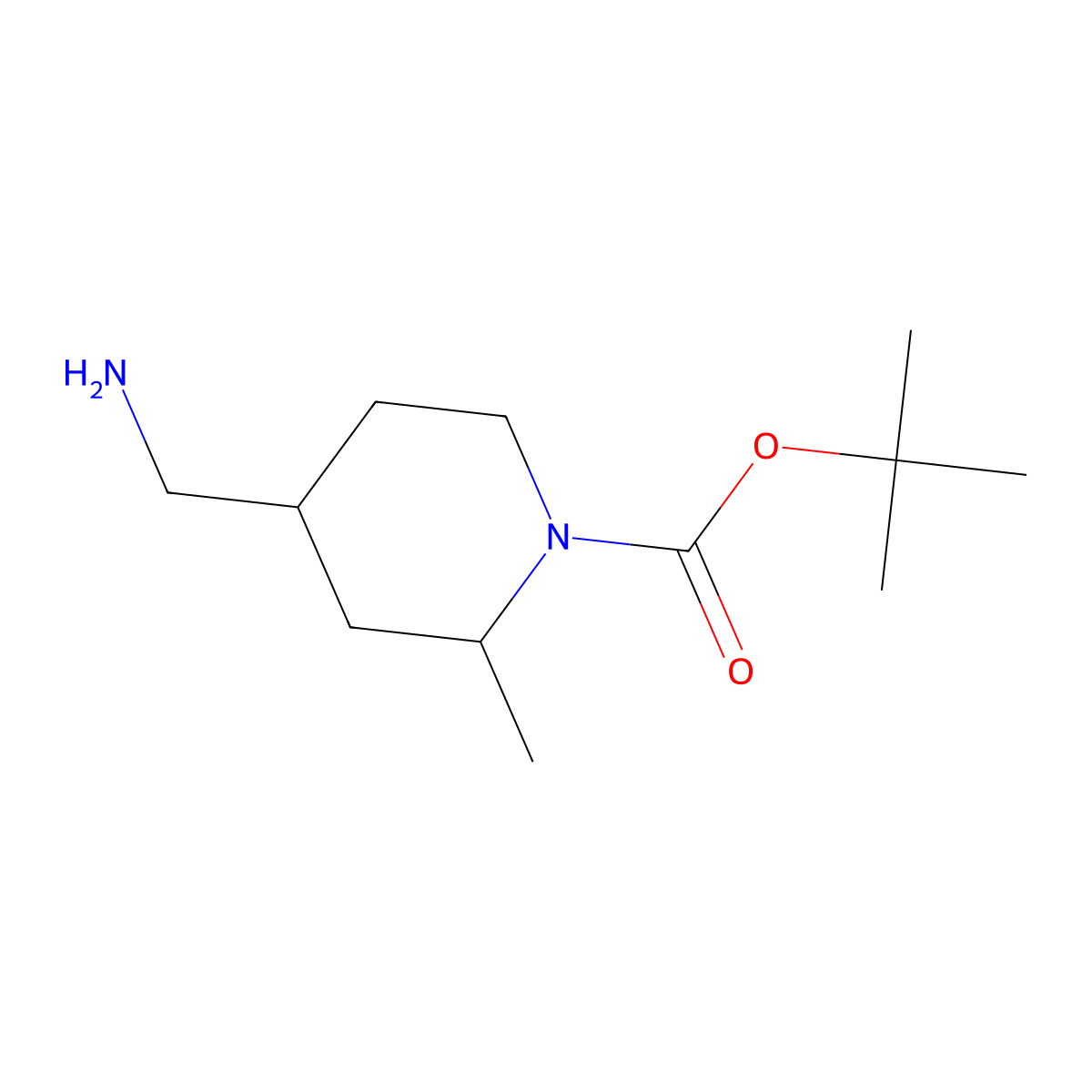 Tert-butyl 4-(aminomethyl)-2-methylpiperidine-1-carboxylate molecular structure, CAS 1540186-79-5