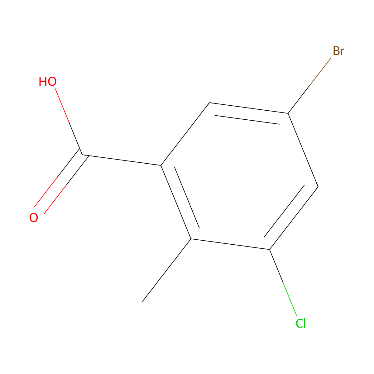 5-Bromo-3-chloro-2-methylbenzoic acid molecular structure, CAS 1540188-38-2