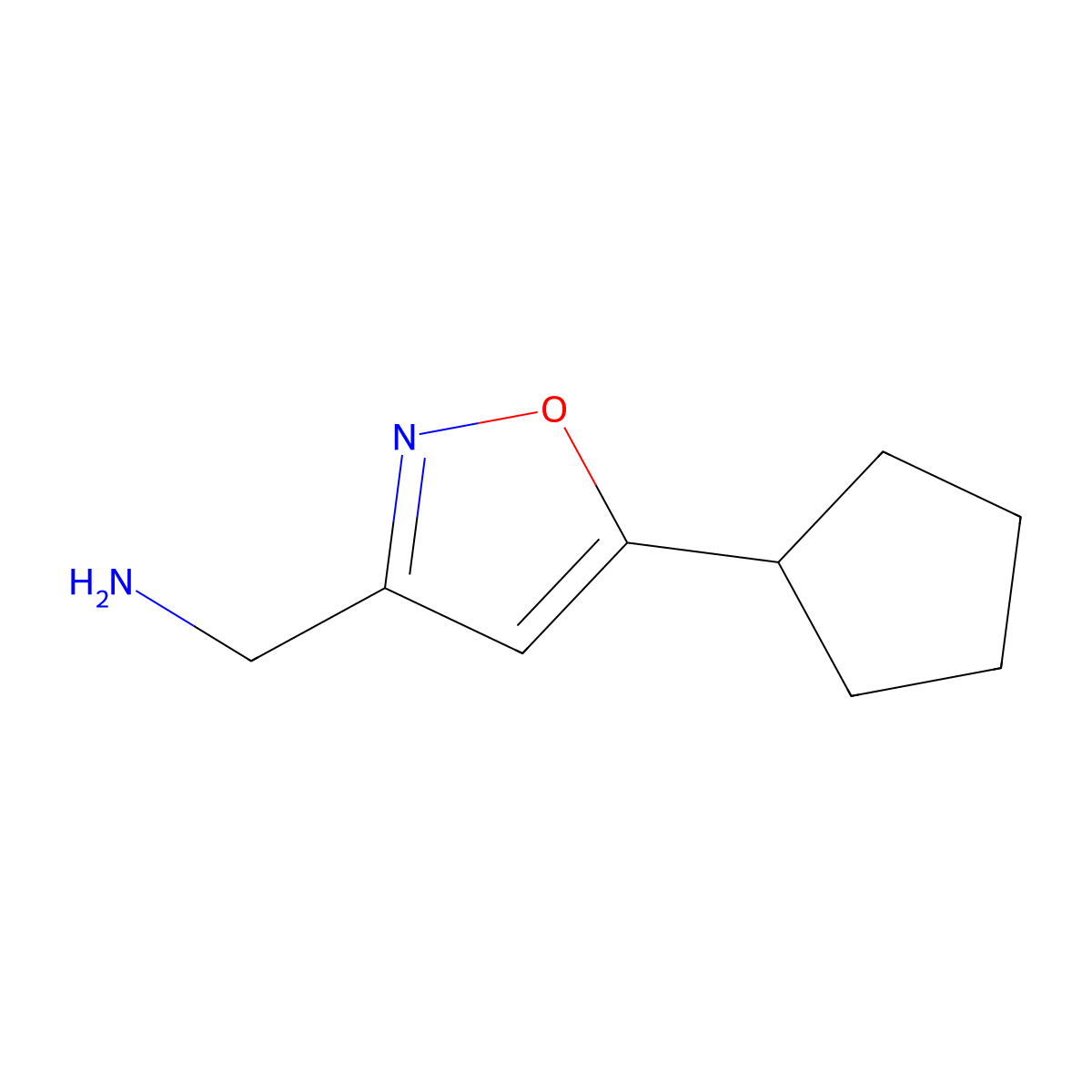 (5-Cyclopentyl-1,2-oxazol-3-yl)methanamine molecular structure, CAS 1540202-26-3