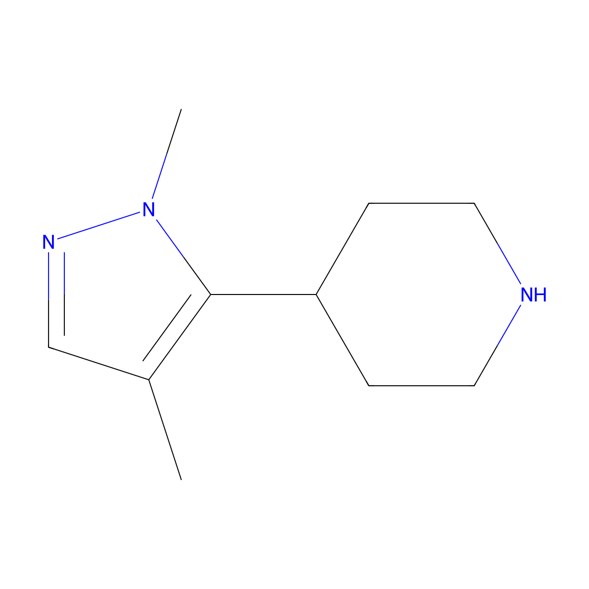 4-(1,4-dimethyl-1H-pyrazol-5-yl)piperidine molecular structure, CAS 1540203-24-4