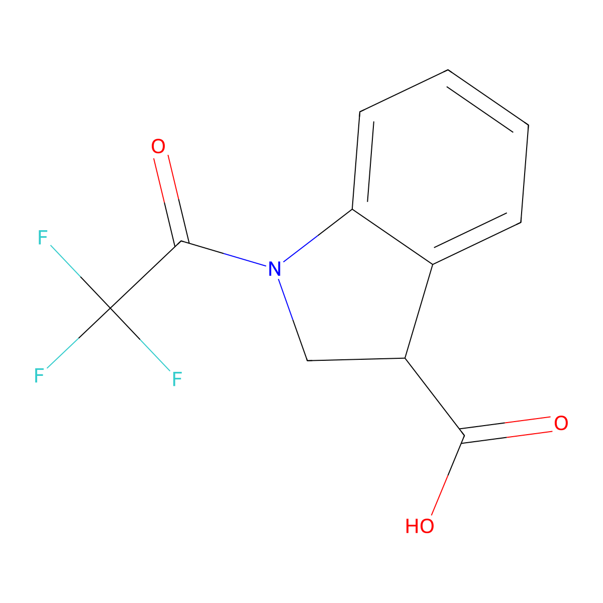 1-(trifluoroacetyl)-2,3-dihydro-1H-indole-3-carboxylic acid molecular structure, CAS 1540206-78-7