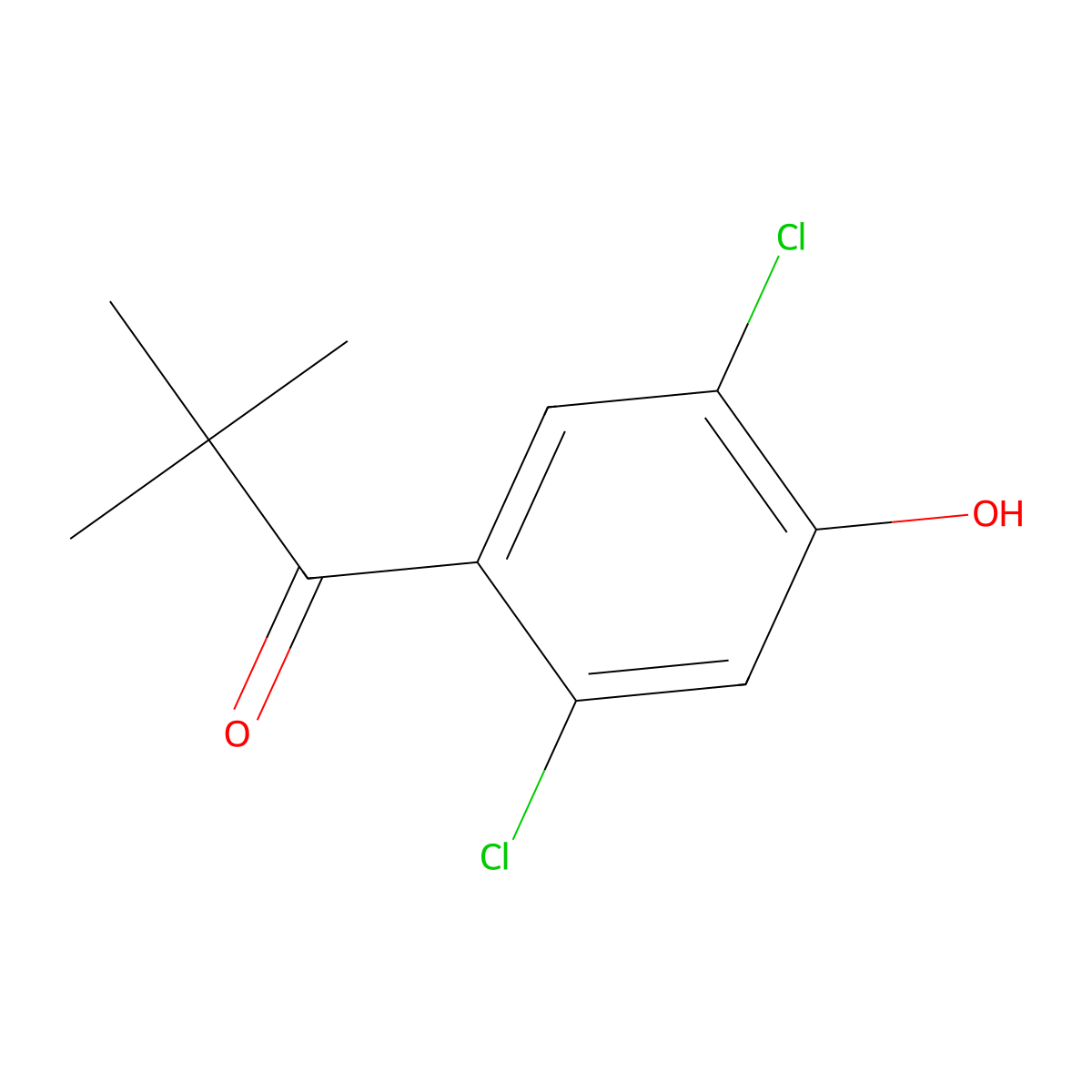1-(2,5-Dichloro-4-hydroxyphenyl)-2,2-dimethylpropan-1-one molecular structure, CAS 1540210-29-4