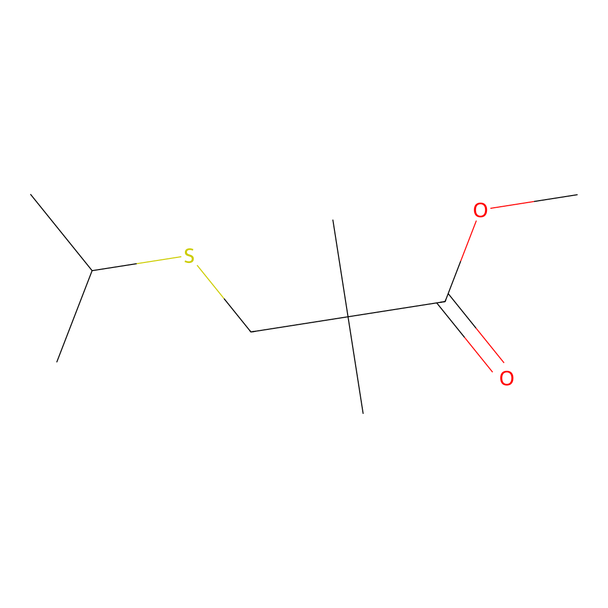 Methyl 2,2-dimethyl-3-(propan-2-ylsulfanyl)propanoate molecular structure, CAS 1540259-00-4