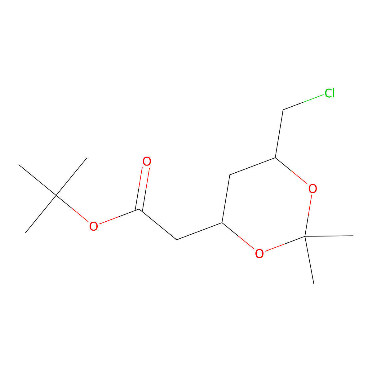 tert-butyl 2-[(4R,6S)-6-(chloromethyl)-2,2-dimethyl-1,3-dioxan-4-yl]acetate molecular structure, CAS 154026-94-5
