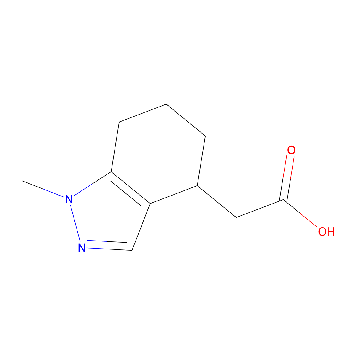 2-(1-methyl-4,5,6,7-tetrahydro-1H-indazol-4-yl)acetic acid molecular structure, CAS 1540266-46-3