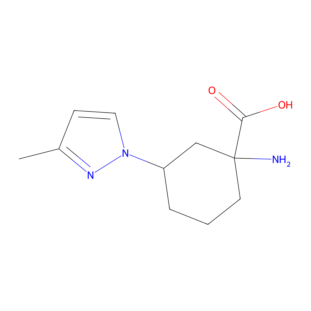 1-Amino-3-(3-methyl-1h-pyrazol-1-yl)cyclohexane-1-carboxylic acid molecular structure, CAS 1540274-91-6